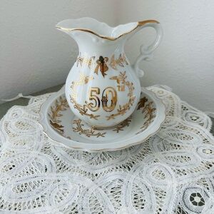 Lefton 50th Anniversary Pitcher
& Bowl Set like new